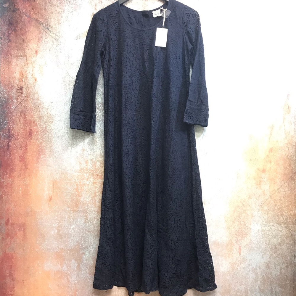 Blue Hippy Ibiza Kimono Maxi Dress Flower Lace NWT